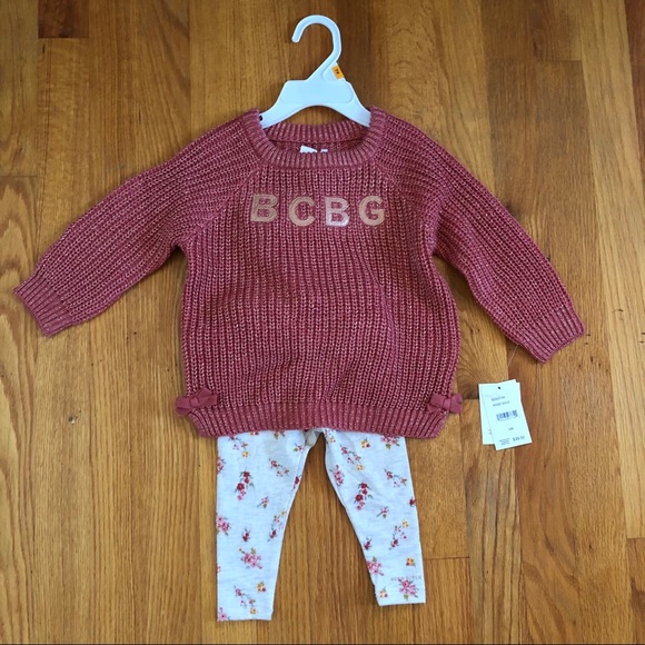 Bcbg Baby Girls' 2-Piece Sweater \u0026 Leggings Set Outfit, Rose